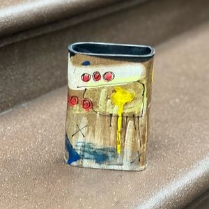 Hand made ceramic sculpture vase. Signed.